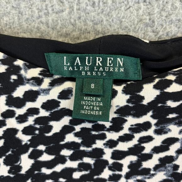 Lauren Ralph Lauren Dress 8 Mob Wife Animal Print Side Ruched Stretchy Sheath - Picture 5 of 10